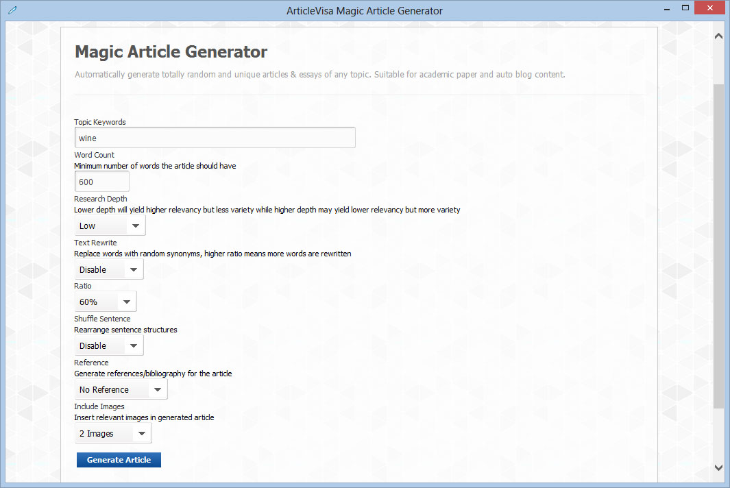 Windows 7 Magic Article Generator 1.0 full