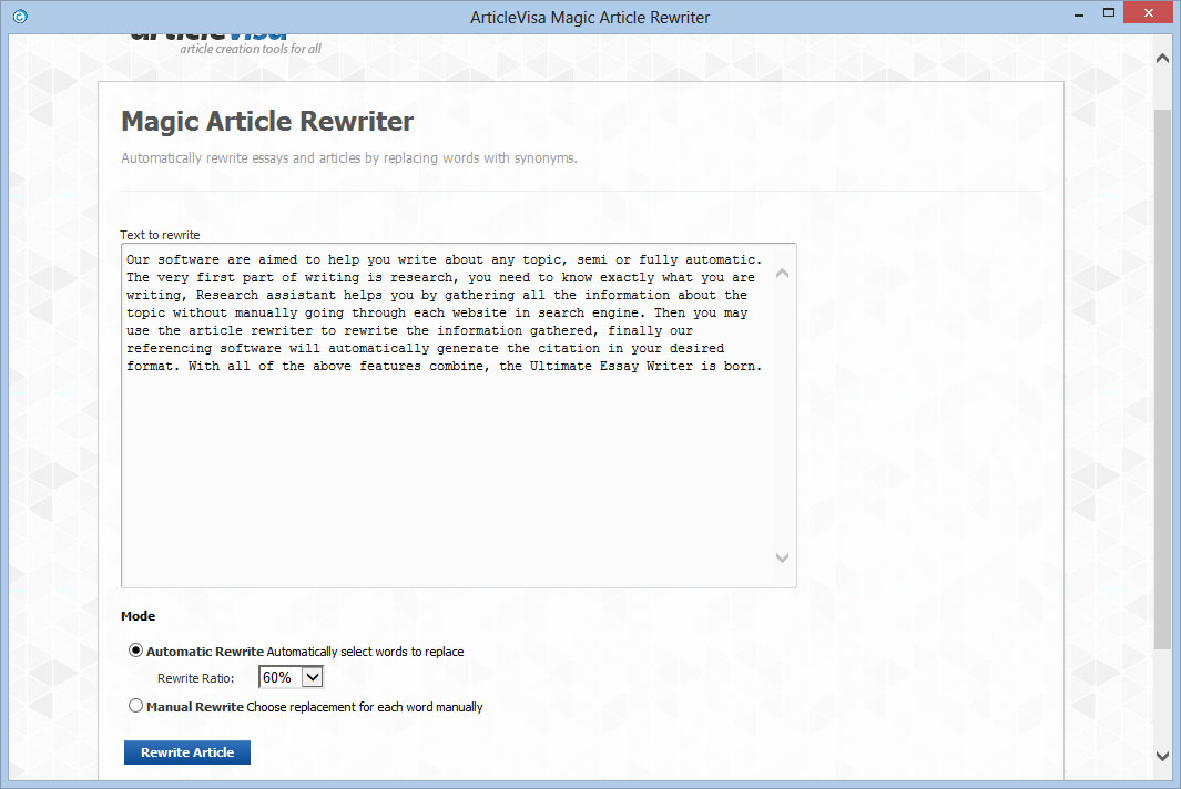 Article Rewriter Software, Essay Rewriting, Parapharser